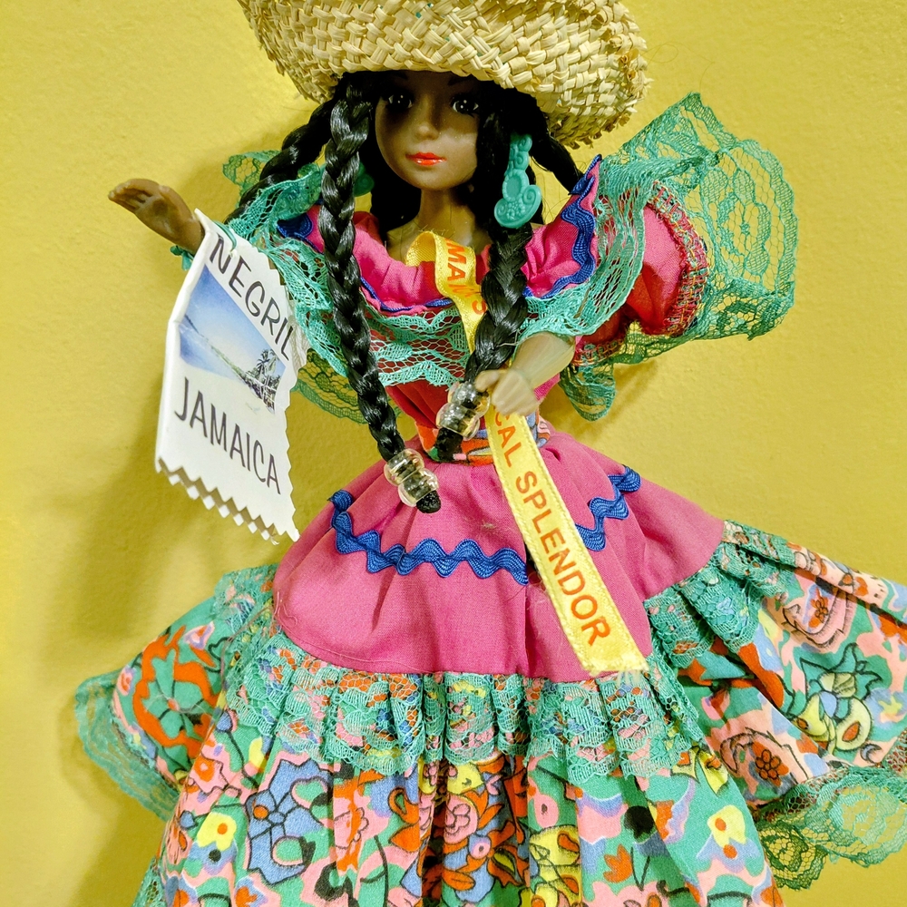 Colorful Jamaican Doll with Hat